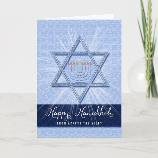 Across the Miles Star of David Hanukkah Holiday Card (Front)
