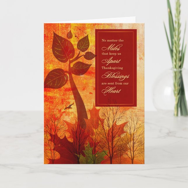 Across the Miles Vivid Autumn Colors Thanksgiving Holiday Card (Front)
