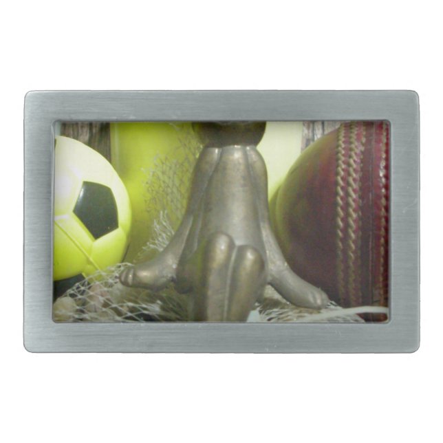 Across the Pitch & Crease: Football Cricket Blend Belt Buckle (Front)