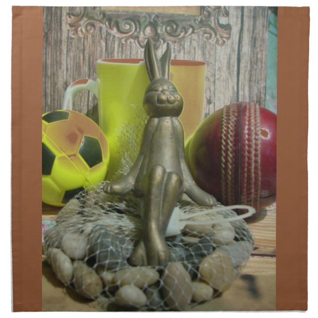 Across the Pitch & Crease: Football Cricket Blend Cloth Napkin (Front)