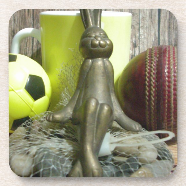 Across the Pitch & Crease: Football Cricket Blend Coaster (Front)