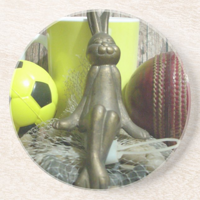 Across the Pitch & Crease: Football Cricket Blend Drink Coaster (Front)