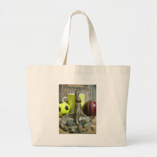 Across the Pitch & Crease: Football Cricket Blend Large Tote Bag