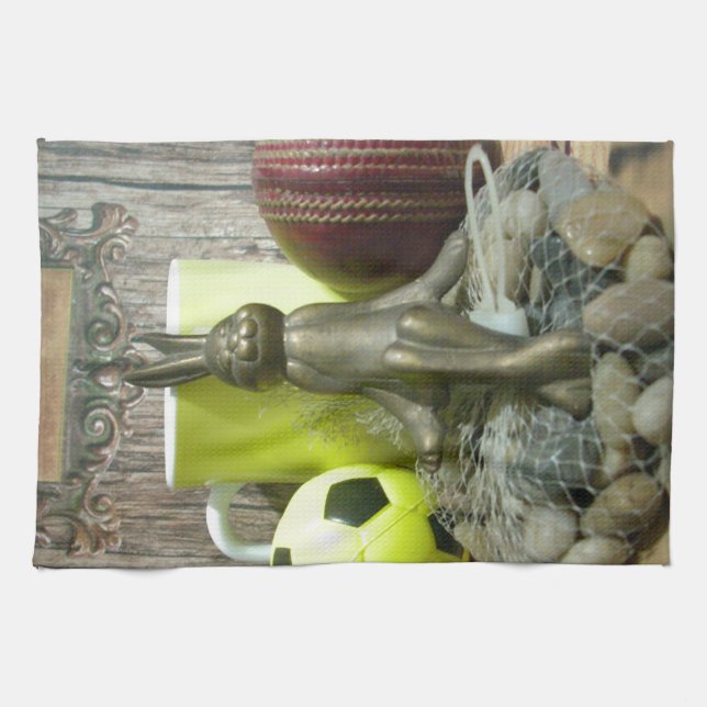 Across the Pitch & Crease: Football Cricket Blend Towel (Horizontal)