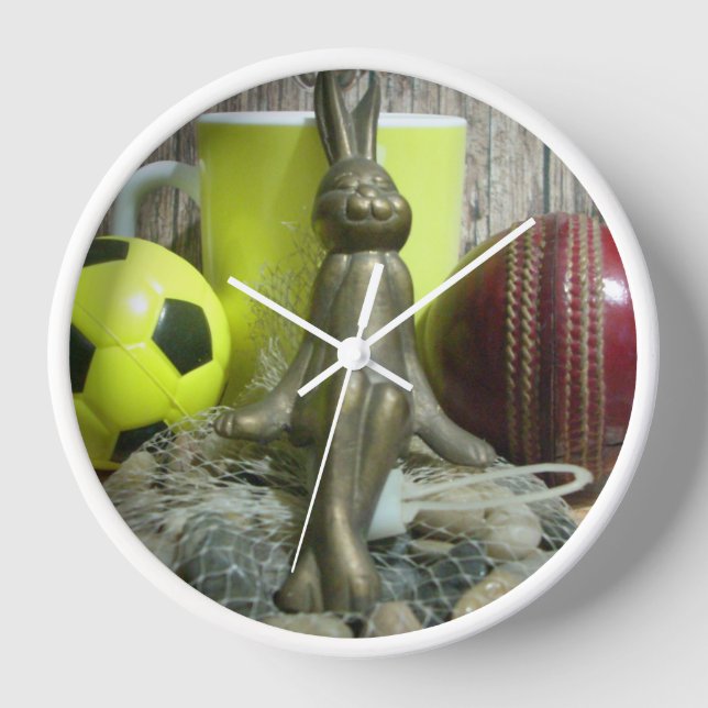 Across the Pitch & Crease: Football Cricket Blend Wall Clock (Front)