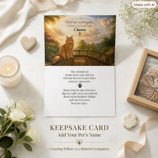 Across the Rainbow Bridge Cat Condolence Card
