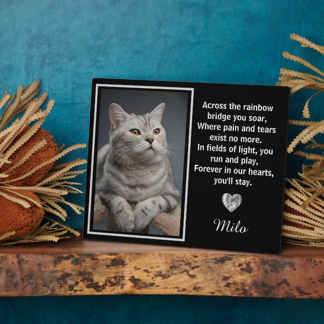 Across The Rainbow Bridge Silver Pet Dog Memorial Plaque (Side)