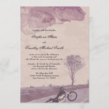 Across The Road Motorcycle Wedding Invitation by Jamene at Zazzle