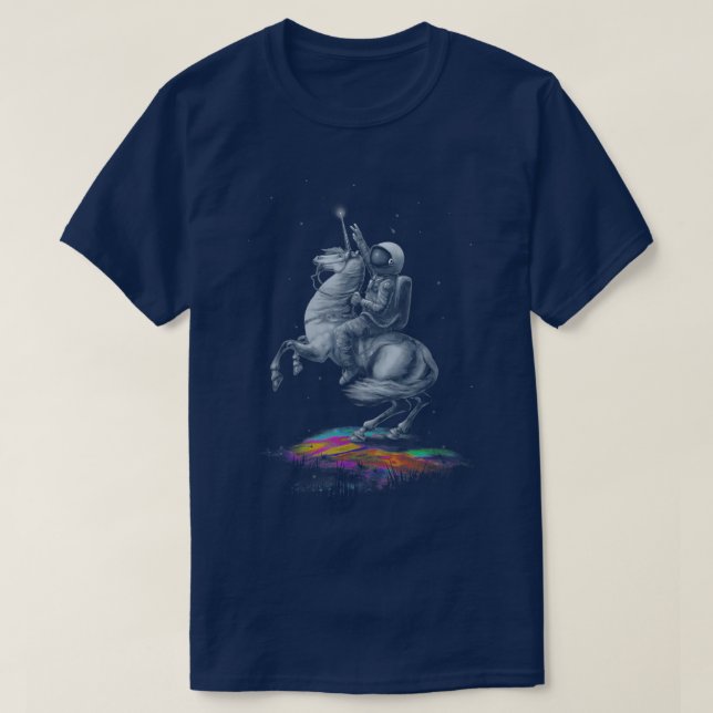Across Universe Astronaut Riding Unicorn Space Tra T-Shirt (Design Front)