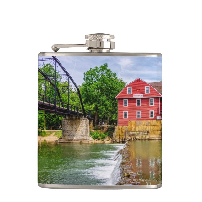 Across War Eagle Creek Waterfall Flask (Front)