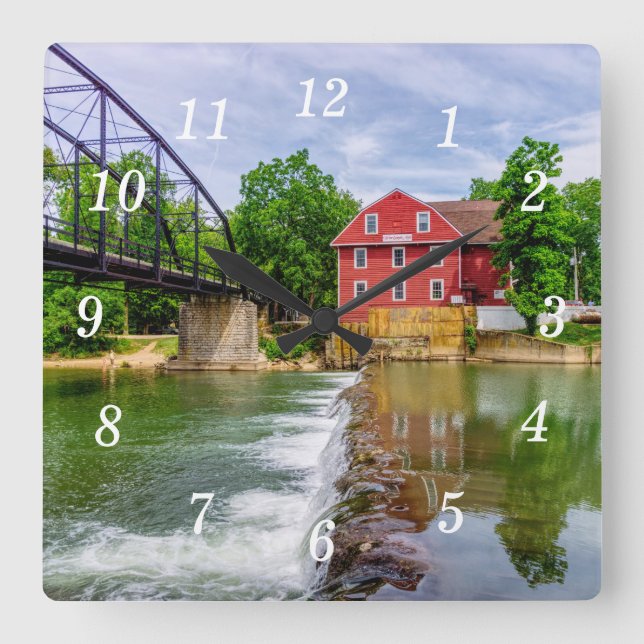 Across War Eagle Creek Waterfall Wall Clok Square Wall Clock (Front)