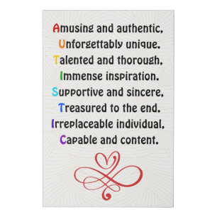 Acrostic Autism Poem Faux Canvas Print