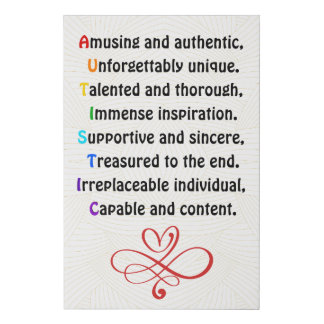 Acrostic Autism Poem Faux Canvas Print