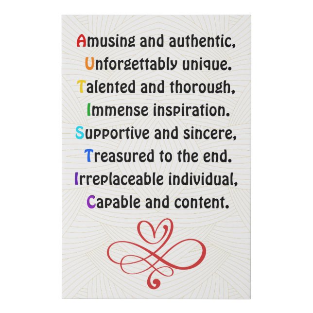 Acrostic Autism Poem Faux Canvas Print (Front)