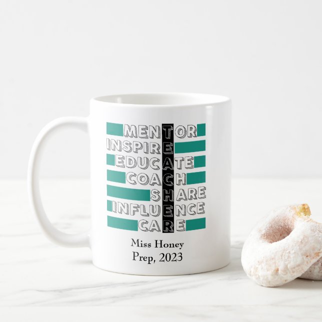Acrostic Custom Teacher Mug. Gift for Her Coffee Mug (With Donut)