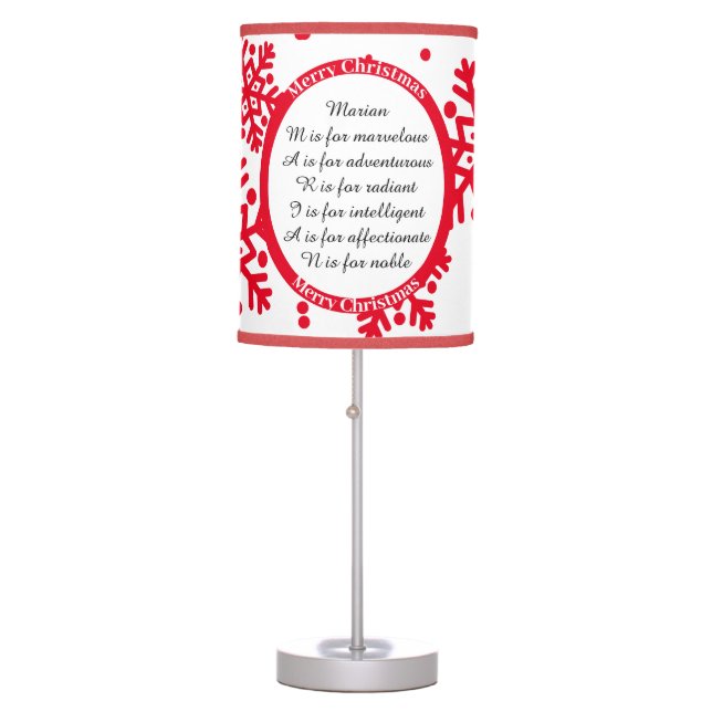  Acrostic Snowflake Christmas Table Lamp (Front)