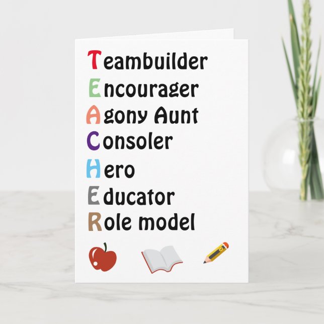 Acrostic teacher thank you  card (Front)