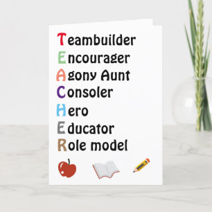 Acrostic teacher thank you  card
