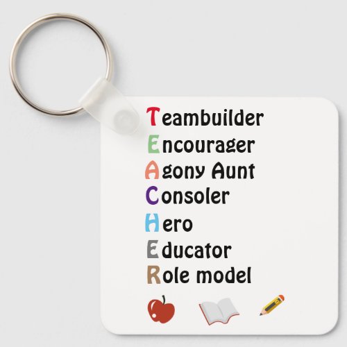 Acrostic teacher thank you  keychain