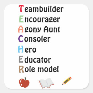 Acrostic teacher thank you square sticker