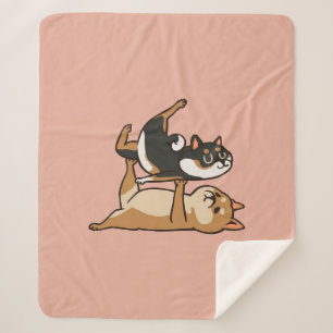 Acroyoga Shiba Inu Cute Shiba Inu Yoga Lovers Sherpa Blanket