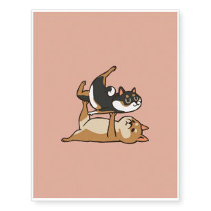 Acroyoga Shiba Inu Cute Shiba Inu Yoga Lovers Temporary Tattoos