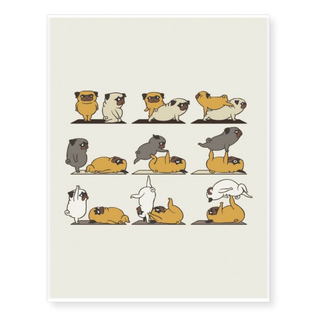 Acroyoga with The Pug Pose Yoga Temporary Tattoos (Front)