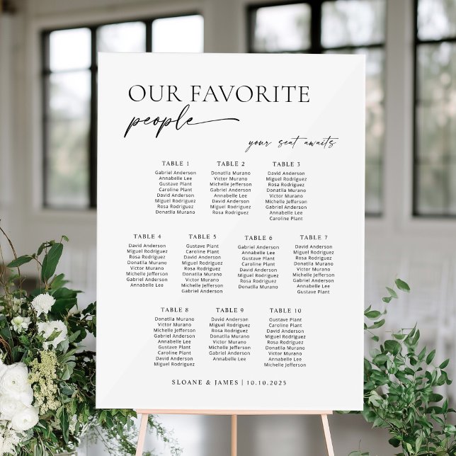 Acrylic 10 Tables Welcome Seating Chart (Editable Acrylic Seating Chart for 10 Tables)