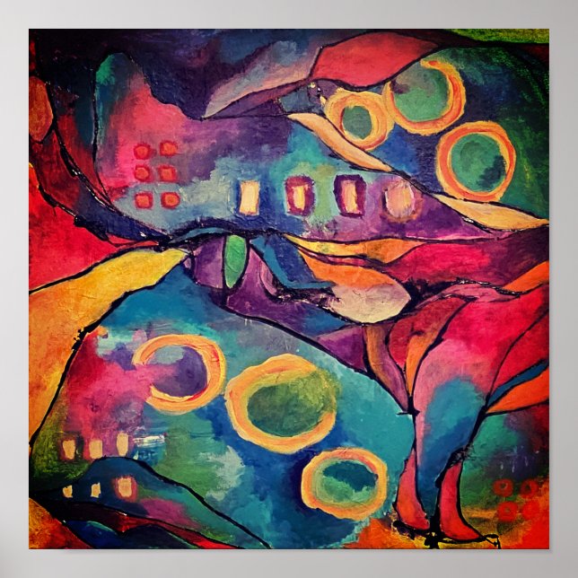 Acrylic Abstract Colorful unique art print (Front)