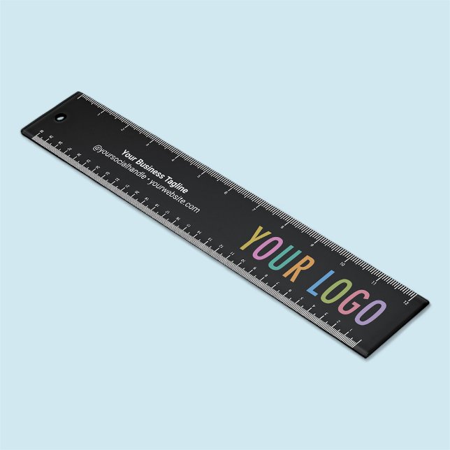 Acrylic Advertising Ruler Custom Logo Promotional (MISOOK 12 inch Black Acrylic Ruler with Logo)