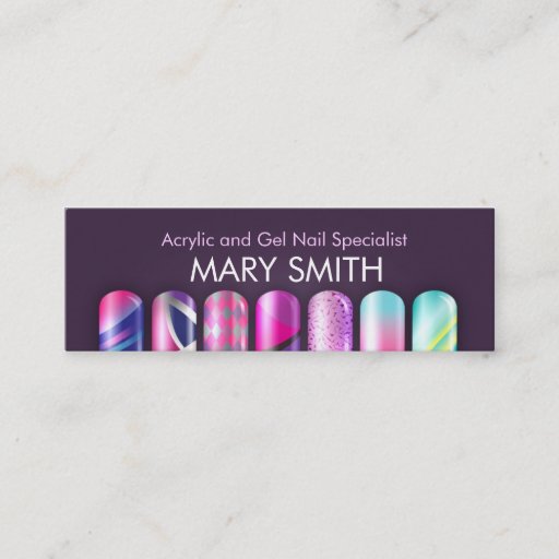 Customizable Acrylic and Gel Nail Specialist Business Card