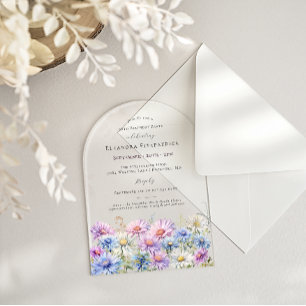 ACRYLIC ARCH 90 Birthday September Birth Flower Invitations
