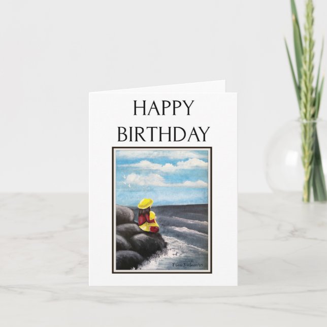 Acrylic Art, Seaside Painting, Birthday Card (Front)
