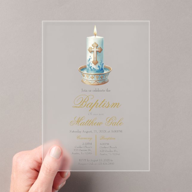Acrylic Baptism with candle invitation (Insitu (Handheld))