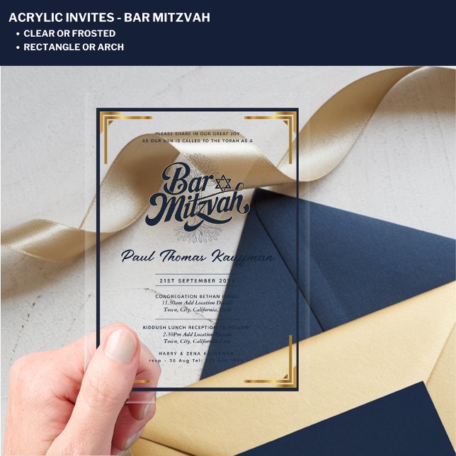 Acrylic BAR MITZVAH Quality Luxury Minimalist Acrylic Invitations (Creator Uploaded)