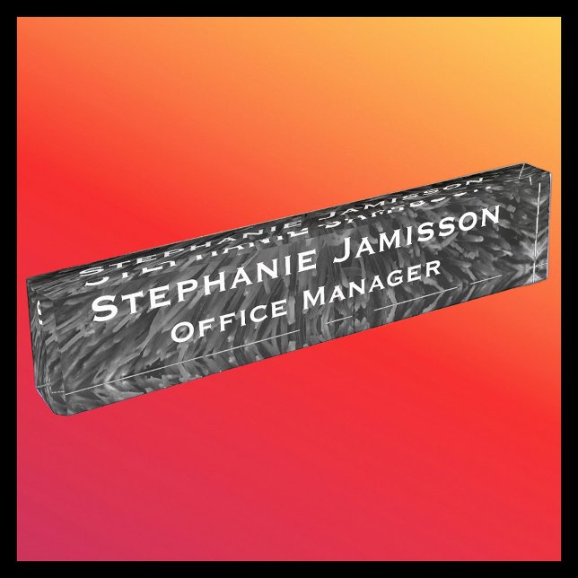 Acrylic Black Floral Macro Abstract Name Title  Desk Name Plate (Creator Uploaded)