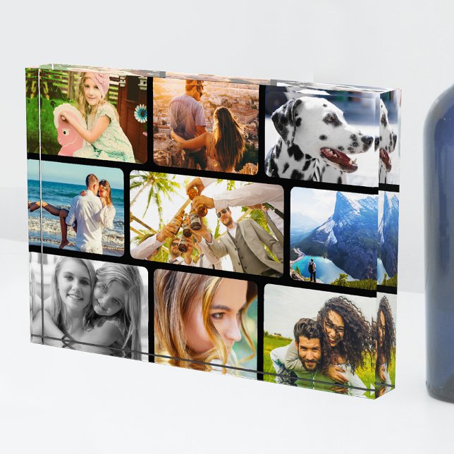 Acrylic Block 9 Photo Template Rounded Collage (Creator Uploaded)