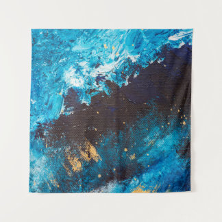 Acrylic blue background. Abstract painting. Oil da Tapestry