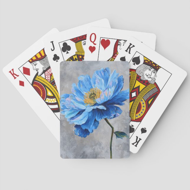 Acrylic Blue Flower Poker Cards (Back)