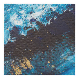 Acrylic blue, starry sky painting. faux canvas print