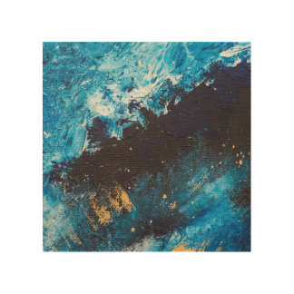 Acrylic blue, starry sky painting. wood wall art