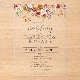 Acrylic Boho Elegant Wedding Invitation