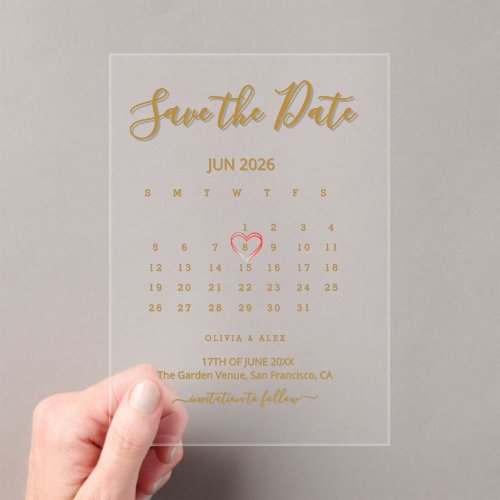Acrylic Calendar Save the Date