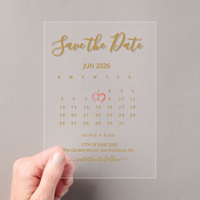 Acrylic Calendar Save the Date  (Insitu (Handheld))
