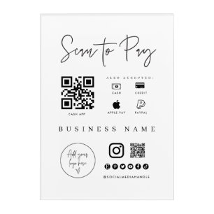 Acrylic Checkout Scan QR Code Sign Small Business Print
