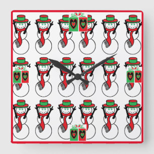 Acrylic Christmas Wall Clock with Snowmen
