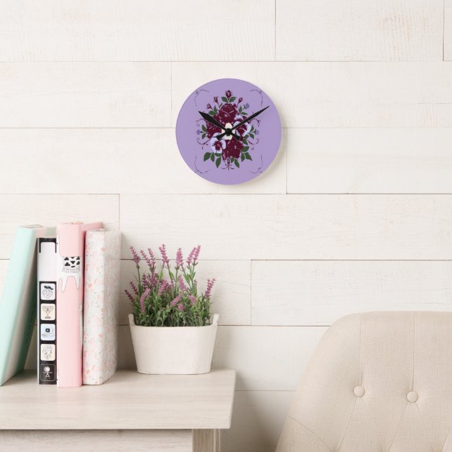 Acrylic Clock Violet Bouquet (Reading Room)