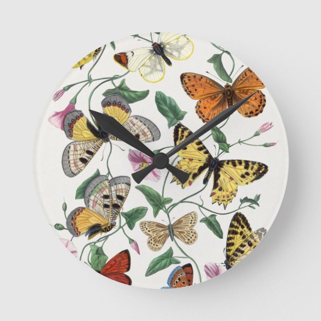 Acrylic Clocks Butterfly Vintage Illustration   (Front)