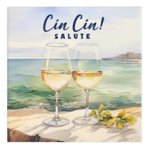 Acrylic Coastal Mediterranean Toast Cin Cin Salute Print