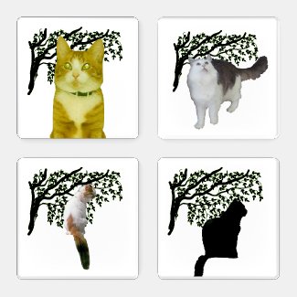 Acrylic Coaster - Four Feline Friends